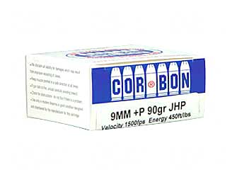 CORBON 9MM+P 90GR JHP 20/500 - Click Image to Close