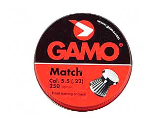 GAMO 250 MATCH PELLTS FLAT NOSE .22 - Click Image to Close