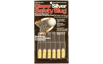 GLASER SILVER 45ACP +P 145GR 6/PK - Click Image to Close